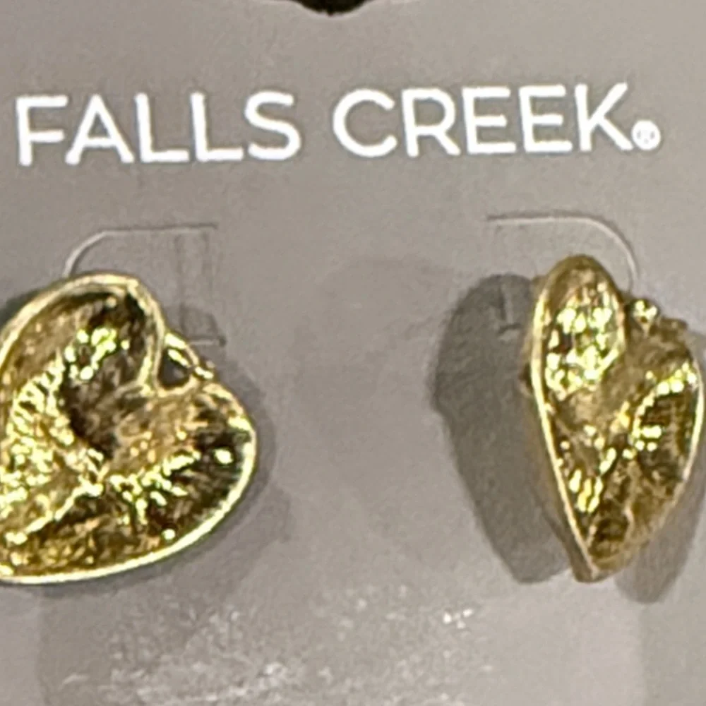Falls Creek Shiny Gold Heart Earrings